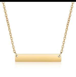 Personalized Stainless Steel Gold Plated Horizontal Bar Necklace